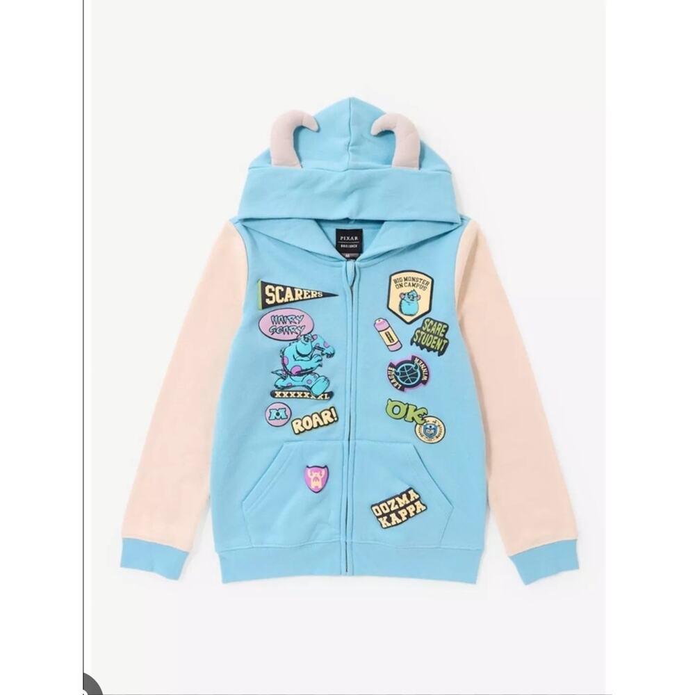 Disney Monsters INC Sully W/ Real Patches Zipper Hoodie Youth XL NWT